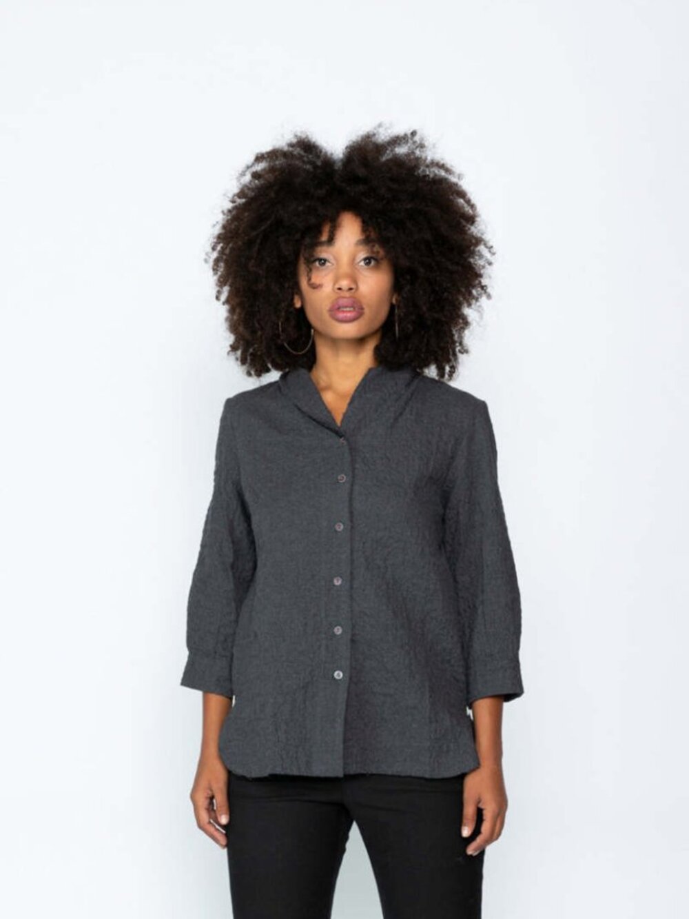 H+ HANNOH WESSEL CAMILA SHIRT — CHARCOAL — SIZE 38